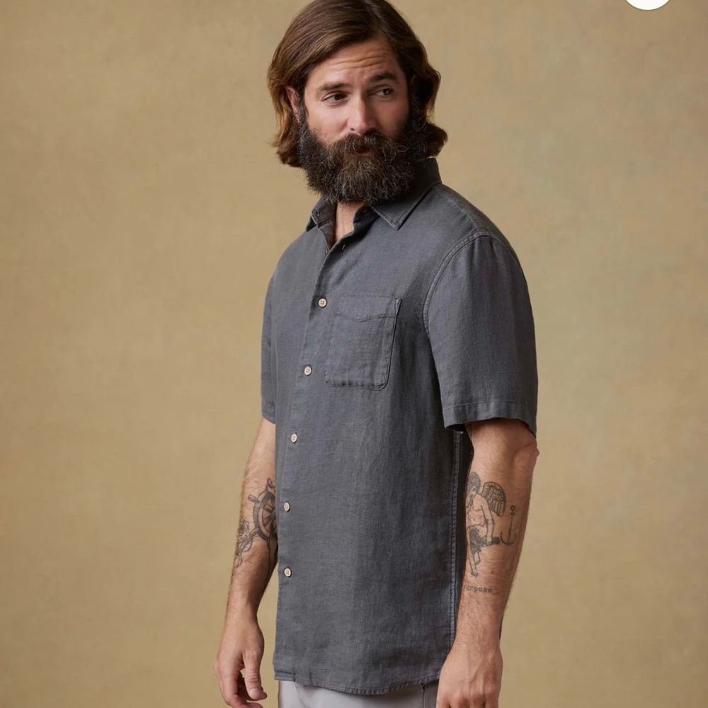 New Faherty Men’s SS Palma Linen Summer Shirt Size: XXL